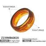 color: Z239-Coffee Color Resin Wide Band Gold Bangle