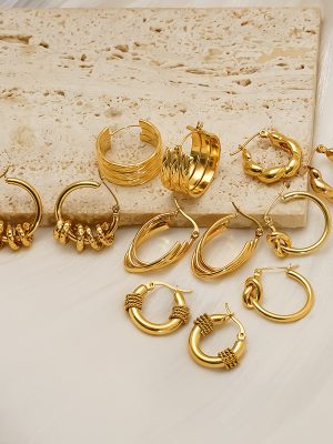 High-Grade Minimalist Stainless Steel Winding Gold Earrings Women's Light Luxury All-Match Earrings