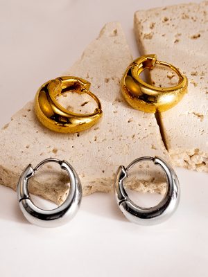 Women's Stainless Steel Earrings 18K Real Gold Ear Clip Simple U-Shaped Cast Chic Earrings