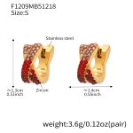 color: F1209-Red Color Zircon Earrings -Small
