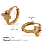 color: EH1046BKG Black Rhinestone Gold Small Hoop Earrings