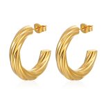 color: 5.0 Plum Blossom Wire C Shape Earrings Gold MS-315