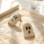 High-Grade Light Luxury Diamond Ghost Earrings Stainless Steel 18K Gold Plating Retro Personalized Earrings Women