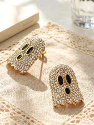 High-Grade Light Luxury Diamond Ghost Earrings Stainless Steel 18K Gold Plating Retro Personalized Earrings Women