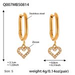 color: Q007-Gold U Shape Heart Earrings -Small