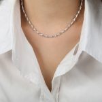 color: P404-Short Style Steel Color Necklace -40+5cm-16g