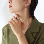 color: F032-Steel Color Green Zircon Earrings