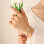 color: E314-White Zircon Bracelet -17cm