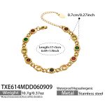 color: TXE614-Colorful Zircon Gold Bracelet -17+5cm