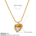color: XL197WEG White Zircon Gold Necklace