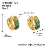 color: F931-6 Green Color Zircon Earrings -Small