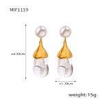 color: F1119-Gold Transparent Resin Earrings