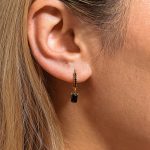 color: F1667-Gold Black Zircon Earrings