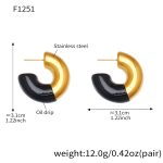 color: F1251-Black Colored Glaze Earrings