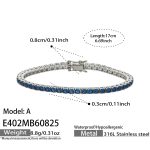 color: E402-Blue Zircon Steel Color Bracelet -17cm