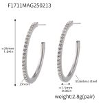 color: F1711-A Style -Steel Color White Zircon Earrings -26mm