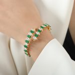 color: Z233-Green Zircon Gold Bangle