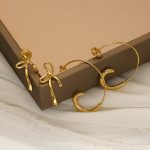 Exquisite Bow Stud Earrings Women's 18K Gold Plating Stainless Steel Light Luxury High-End Earrings