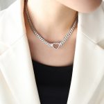 color: P621-Steel Color Necklace -40+5cm