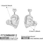 color: F732-Hammered Heart Steel Color Earrings