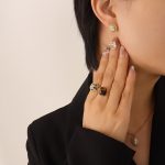 color: F638-Gold White Turquoise Earrings