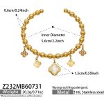 color: Z232-Champagne Zircon Four-petal Flower Gold Bangle