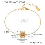 color: TXE219-Gold Snowflake Zircon Bracelet
