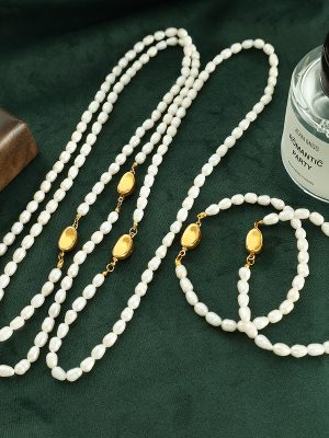 Shijia Pearl Minimalist Natural Freshwater Bracelet Female Temperament Light Luxury Design Pea Button Necklace