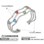 color: Z224-Three Layer Colorful Zircon Steel Color Open Bangle