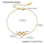 color: TXE384-Gold Heart 8 Letter Zircon Bracelet 16+5cm