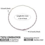 color: TXP610-Purple Zircon Steel Color Necklace -30+12cm