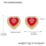 color: TXF354-Gold Heart Zircon Earrings