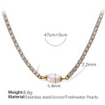 color: XL376WEG White Zircon Gold Necklace