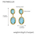color: F957-Lake Blue Faceted Stone Gold Earrings