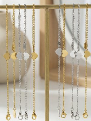 Fresh Simple Love Stainless Steel Thin Chain Bracelet Plated 18K Gold Color Protection Personality All-Match Jewelry