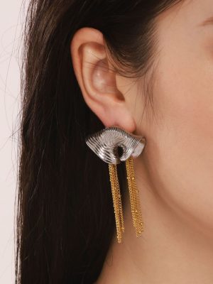 Conch Snail Heavy Industry Color Matching Earrings Tassel Earrings PVD Electroplated 18K Real Gold Fashionable Protection Ornaments for Women