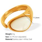 color: JZ54 US Size 7# White Shell Gold Ring