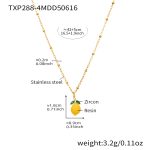 color: TXP288-4 Lemon Gold Green Rhinestone Necklace 40+5cm
