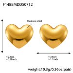 color: F1488-Gold Heart Earrings