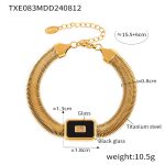 color: TXE083-Black Glass Bracelet