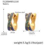 color: F1209-Deep Blue Zircon Earrings -Large