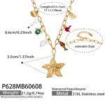 color: P628-Gold Big Starfish Multi-pendant Necklace 43.5+5cm