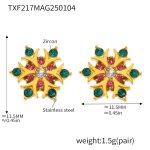 color: TXF217-Gold Mixed Colors Zircon Earrings