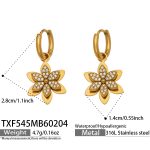 color: TXF545-Gold Double Layer Flower Earrings