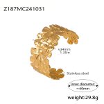 color: Z187-Gold Flower Open Bangle