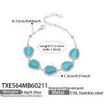 color: TXE564-Steel Color Lake Blue Cat's Eye Stone Bracelet