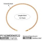 color: P1163-Champagne Color Zircon Necklace -37cm