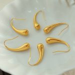 Design Simple Bracelet Golden Water Drop Ear Hook Earrings Female French Advanced New Ear-Caring Earrings Color Retention