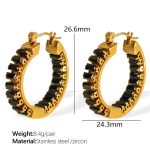 color: EH843BKG Black Zircon Gold Earrings