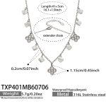 color: TXP401-Four-petal Flower Zircon Steel Color Necklace -41+5cm